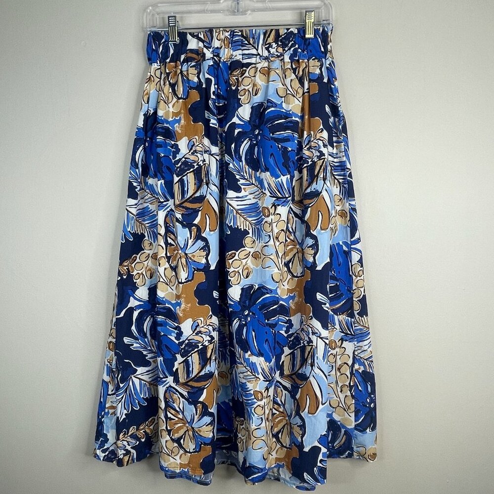 Senso Unico Italian Resortwear Skirt Small Art To Wear Midi HTF Tropical Travel - Picture 13 of 16